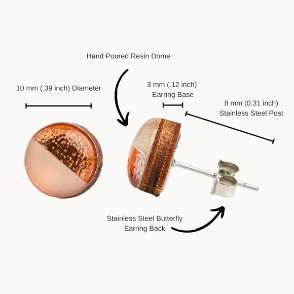 Stud Earrings Set, Shimmer, 10 mm, Round Studs for Women Girls Men,Handmade, Sta - Picture 6 of 9